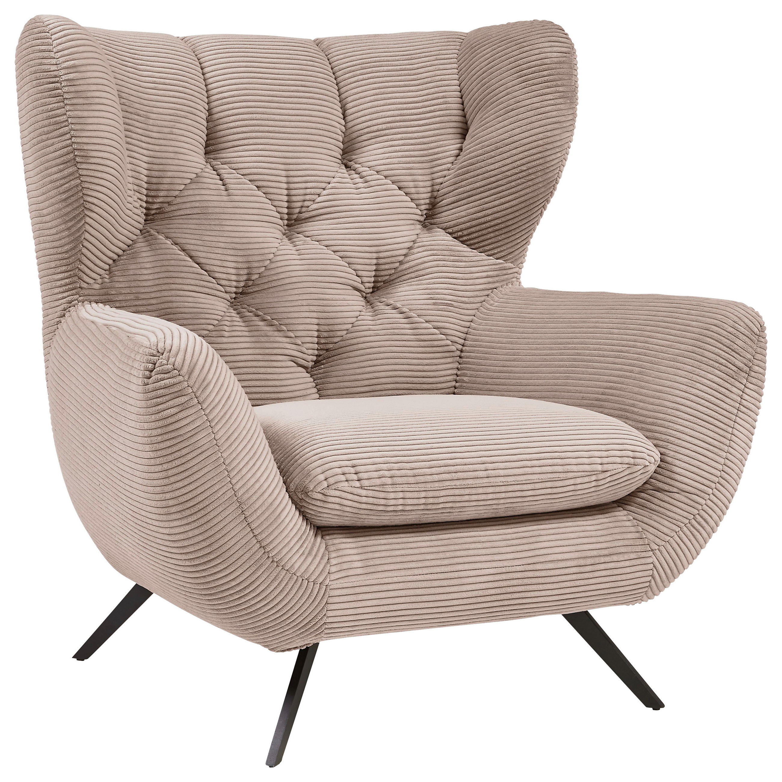 CHESTERFIELD-SESSEL Cord Rosa  - Schwarz/Rosa, Design, Textil/Metall (100/106/95cm) - Pure Home Lifestyle