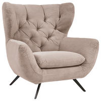CHESTERFIELD-SESSEL Cord Rosa  - Schwarz/Rosa, Design, Textil/Metall (100/106/95cm) - Pure Home Lifestyle