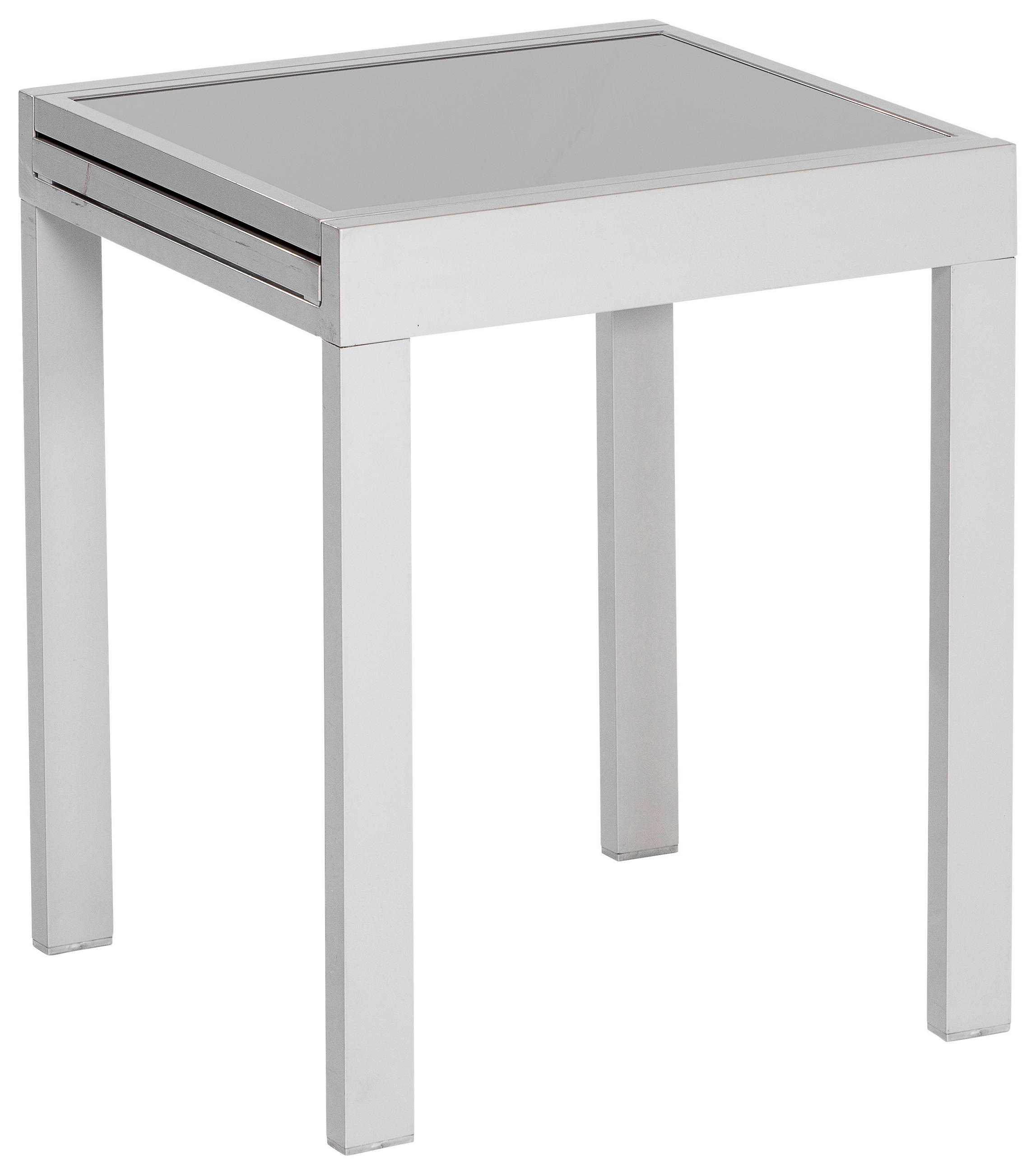 GARTENTISCH Metall, Glas Silberfarben quadratisch  - Silberfarben, KONVENTIONELL, Glas/Metall (65/65/75cm) - Gardenson