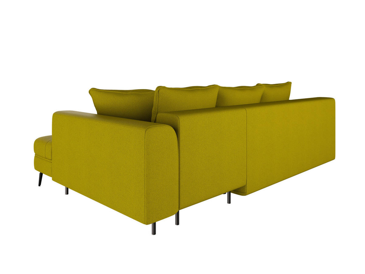 ECKSOFA in Webstoff Limette  - Limette/Schwarz, Modern, Textil/Metall (279/177cm) - Stylife