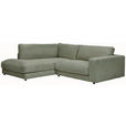 ECKSOFA in Cord Dunkelgrün  - Dunkelgrün/Schwarz, Design, Kunststoff/Textil (224/265cm) - Hom`in