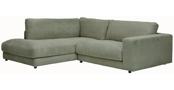 ECKSOFA in Cord Dunkelgrün  - Dunkelgrün/Schwarz, Design, Kunststoff/Textil (224/265cm) - Hom`in