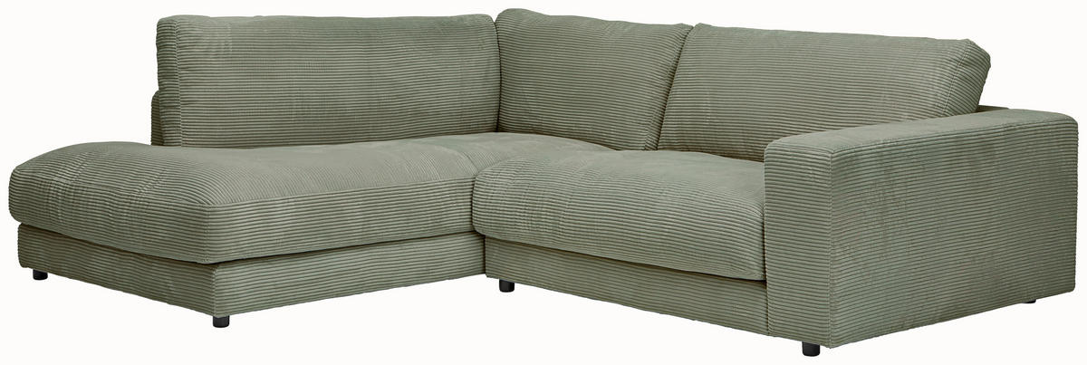 ECKSOFA in Cord Dunkelgrün  - Dunkelgrün/Schwarz, Design, Kunststoff/Textil (224/265cm) - Hom`in