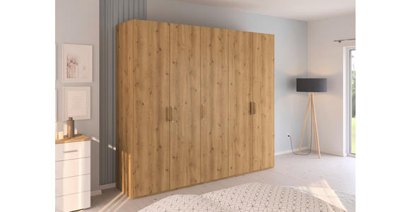 DREHTÜRENSCHRANK 251/223/60 cm 5-türig Eichefarben - Eichefarben/Silberfarben, Design, Holzwerkstoff/Kunststoff (251/223/60cm) - Novel