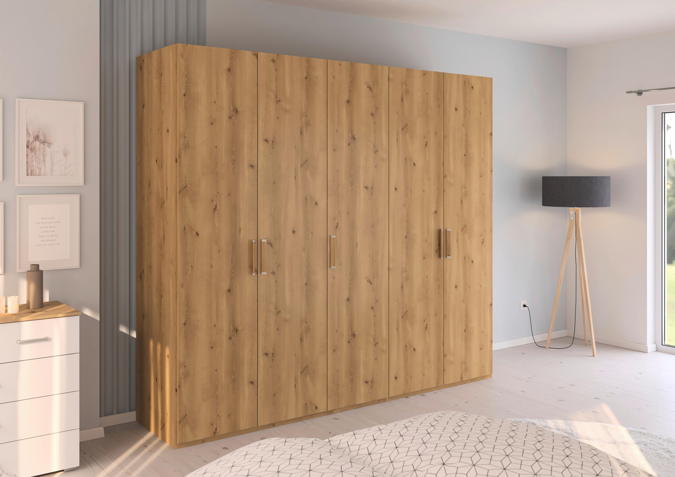 DREHTÜRENSCHRANK 251/223/60 cm 5-türig Eichefarben  - Eichefarben/Silberfarben, Design, Holzwerkstoff/Kunststoff (251/223/60cm) - Novel