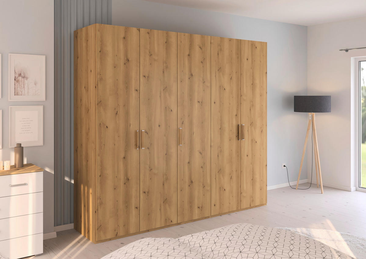 DREHTÜRENSCHRANK 251/223/60 cm 5-türig Eichefarben  - Eichefarben/Silberfarben, Design, Holzwerkstoff/Kunststoff (251/223/60cm) - Novel
