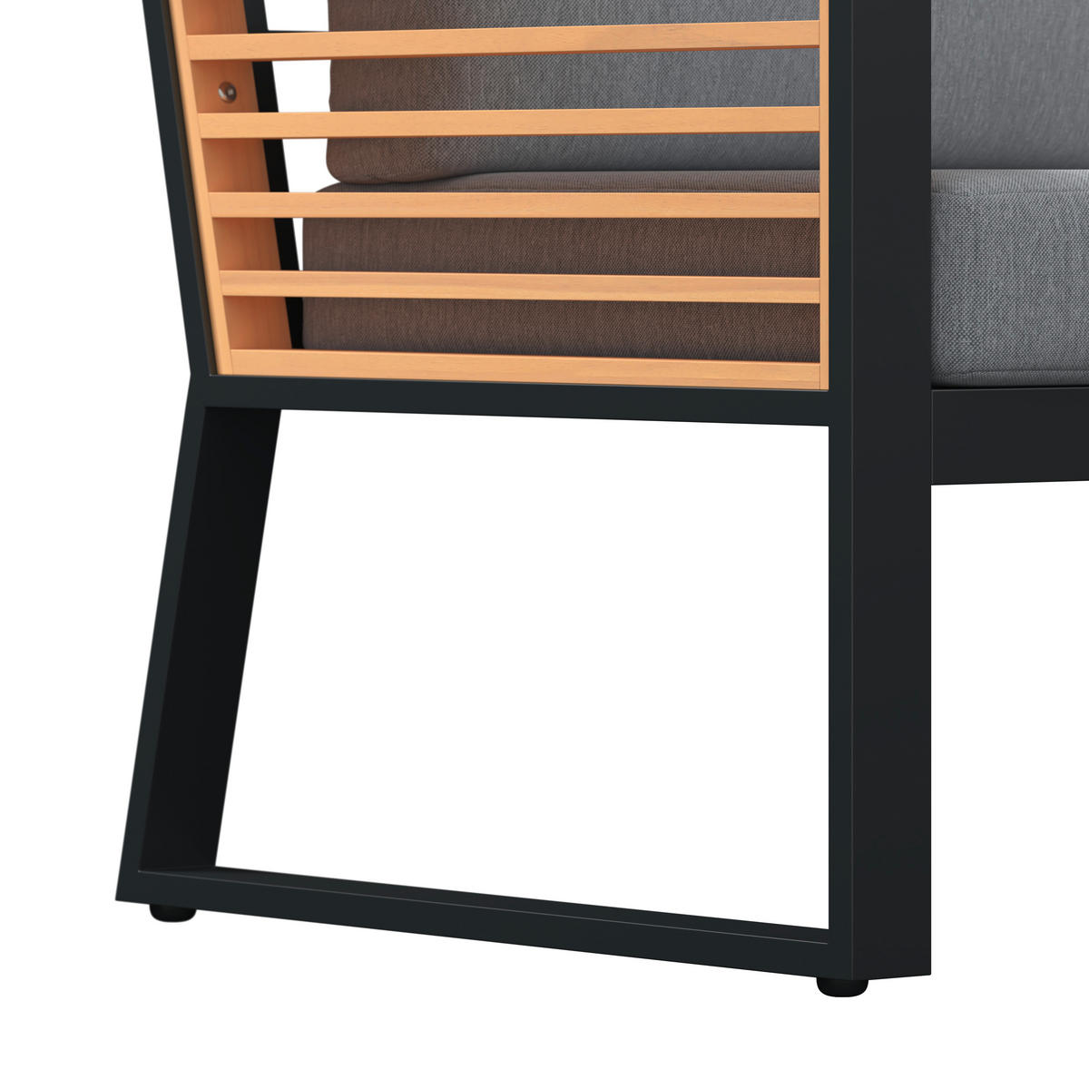 LOUNGEGARNITUR 4-teilig   207/76/85 cm Teakholz Aluminium  - Schwarz/Teakfarben, MODERN, Holz/Textil (207/76/85cm) - Ambia Garden