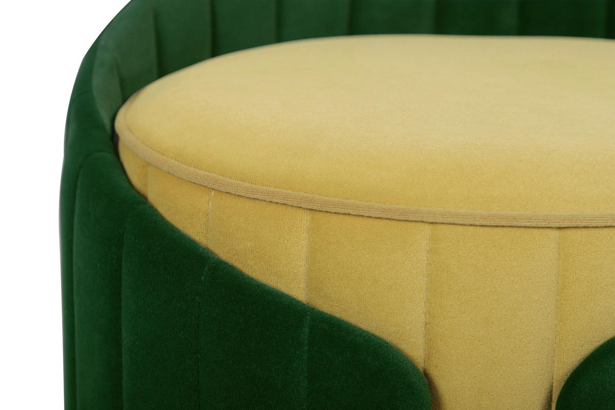 HOCKER Struktur Grün, Currygelb  - Currygelb/Goldfarben, Design, Textil/Metall (40/45cm) - Kayoom