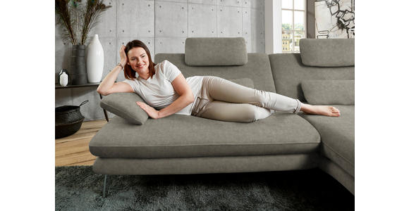 ECKSOFA in Velours Grau 284/184 cm - Schwarz/Grau, Design, Textil/Metall (284/184cm) - Dieter Knoll