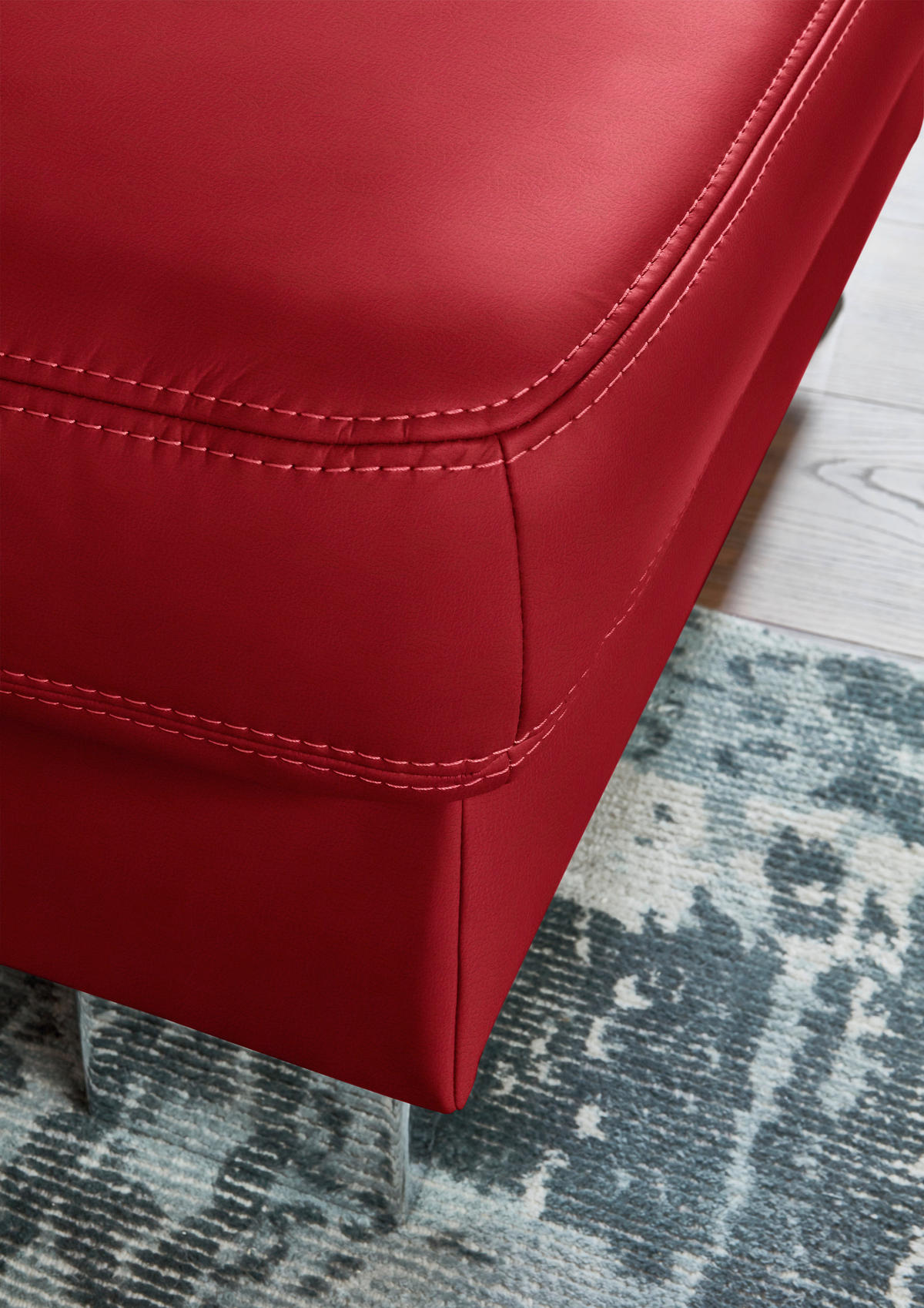 ECKSOFA  in Echtleder Rot  248/235 cm  - Rot/Alufarben, Design, Leder/Metall (248/235cm) - Beldomo Premium