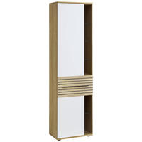 VITRINE  in Weiß, Eichefarben  - Eichefarben/Schwarz, KONVENTIONELL, Glas/Holzwerkstoff (60/215/40cm) - Venda