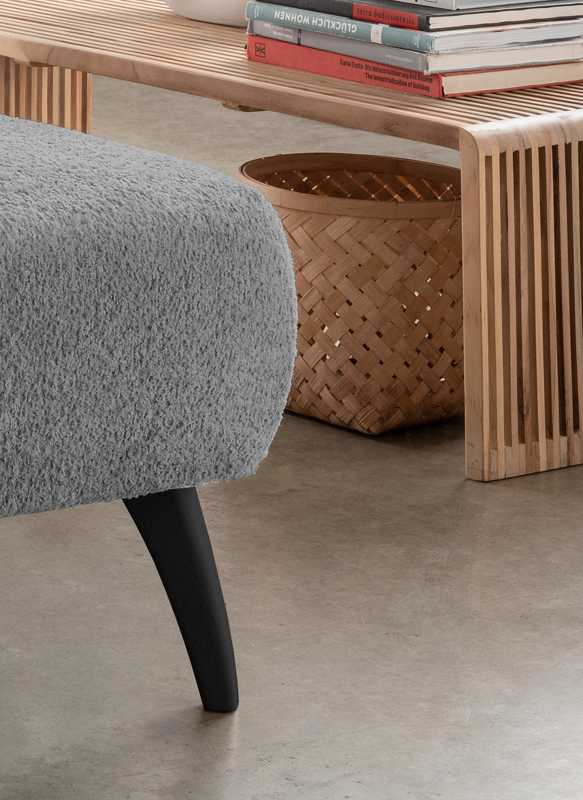 XXL-SESSEL in Bouclé Anthrazit  - Anthrazit/Schwarz, Modern, Holz/Textil (108/84/155cm) - MID.YOU