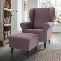 SESSELSET Struktur Bordeaux  - Wengefarben/Bordeaux, Konventionell, Holz/Textil (80/102/86cm) - Livetastic