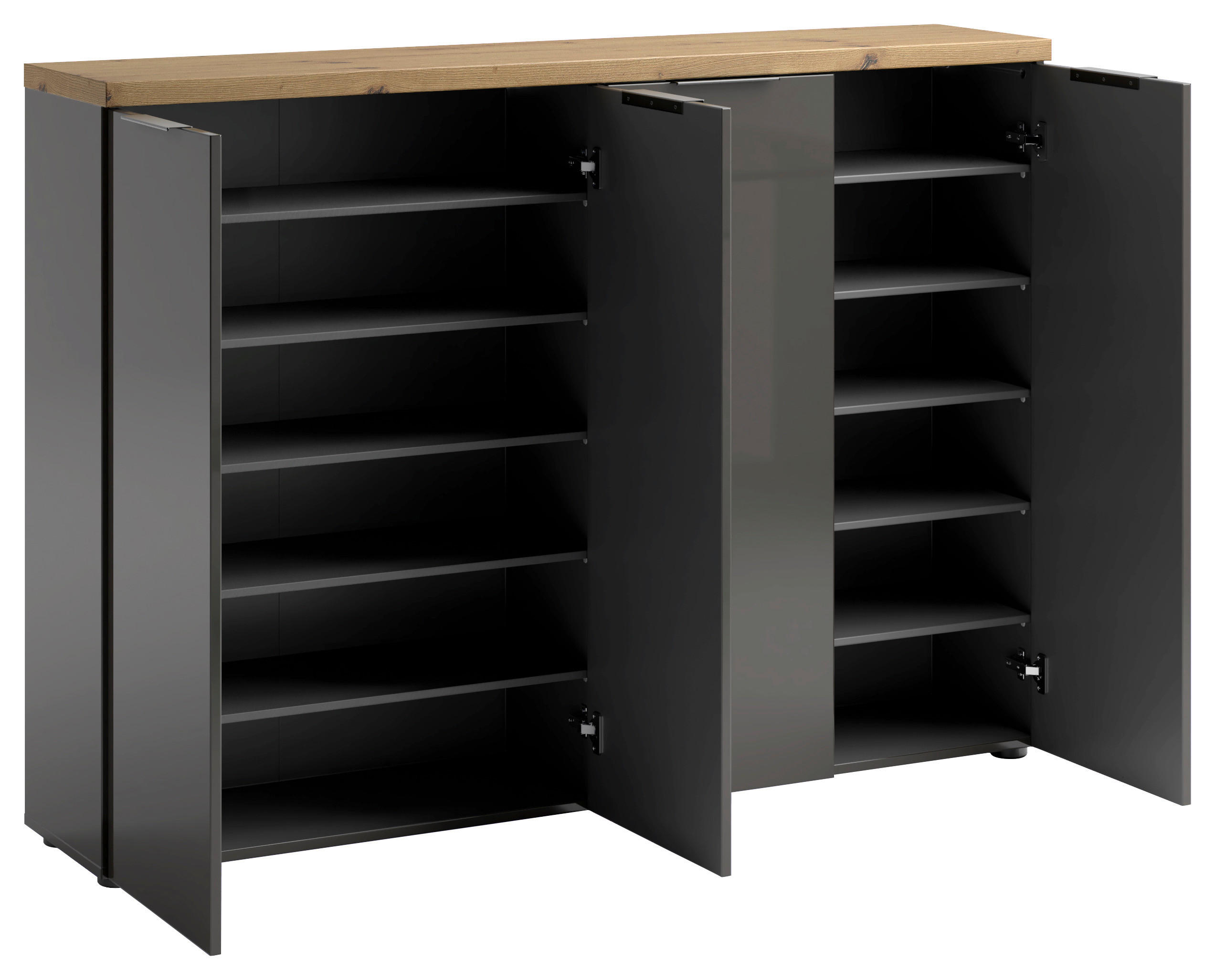 SCHUHSCHRANK Anthrazit, Eichefarben  - Eichefarben/Anthrazit, Design, Holzwerkstoff/Kunststoff (160/115/34cm) - Xora