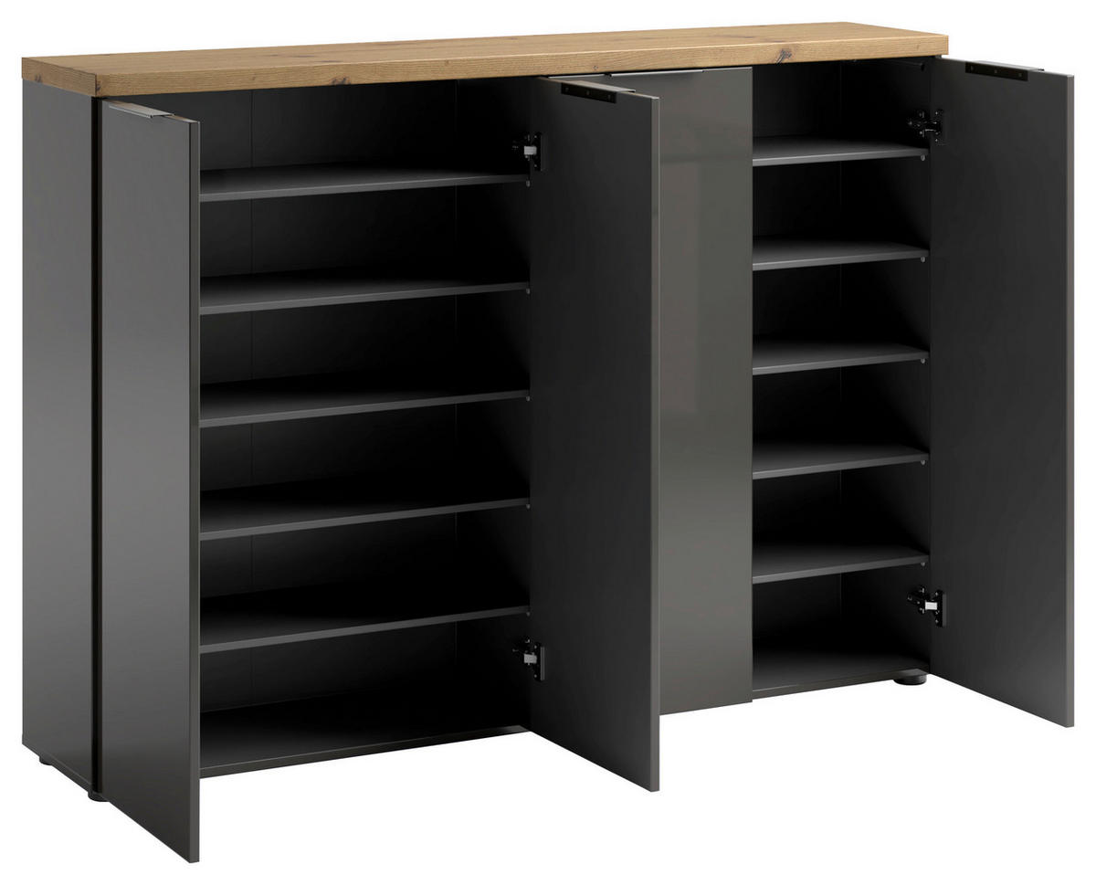 SKOSKÅP  i 160/115/34 cm  - svart/antracit, Design, metall/trämaterial (160/115/34cm) - Xora