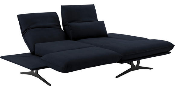 ECKSOFA in Echtleder Dunkelblau  - Schwarz/Dunkelblau, Design, Leder/Metall (210/130cm) - Dieter Knoll