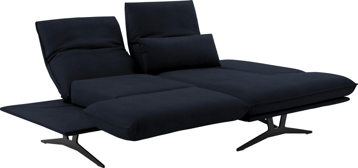 ECKSOFA in Echtleder Dunkelblau  - Schwarz/Dunkelblau, Design, Leder/Metall (210/130cm) - Dieter Knoll