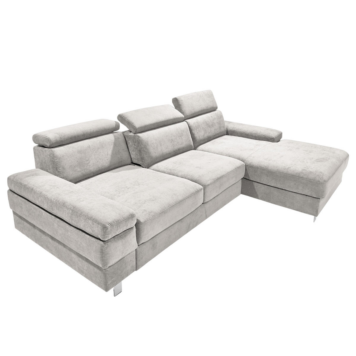 ECKSOFA in Webstoff Silberfarben  - Silberfarben, Konventionell, Textil/Metall (182/82/260cm) - Trendmanufaktur