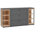 SIDEBOARD Grau, Eiche Artisan  160/83,8/40,4 cm  - Schwarz/Eiche Artisan, KONVENTIONELL, Holzwerkstoff/Metall (160/83,8/40,4cm) - Hom`in