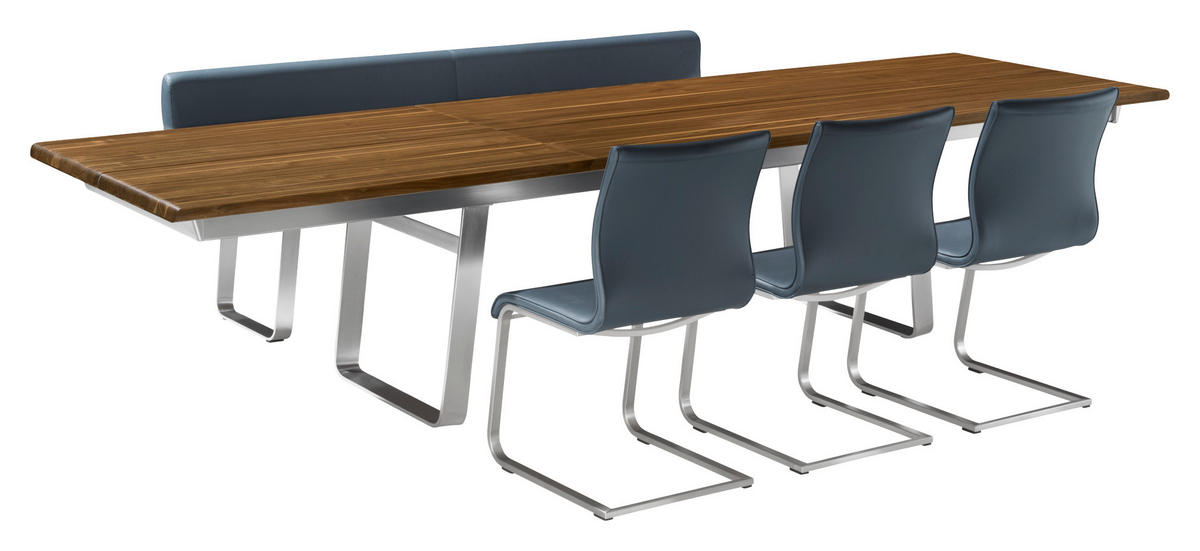 ESSTISCH in Holz, Metall 175-295/90/75 cm  - Edelstahlfarben/Nussbaumfarben, Design, Holz/Metall (175-295/90/75cm) - TEAM 7