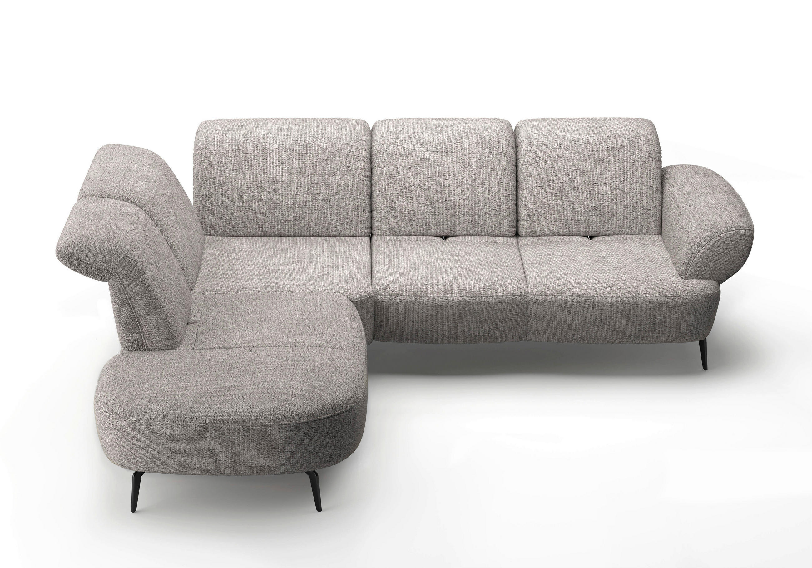 ECKSOFA in Chenille Silberfarben  270/302 cm  - Silberfarben/Schwarz, MODERN, Textil/Metall (270/302cm) - Sit & More