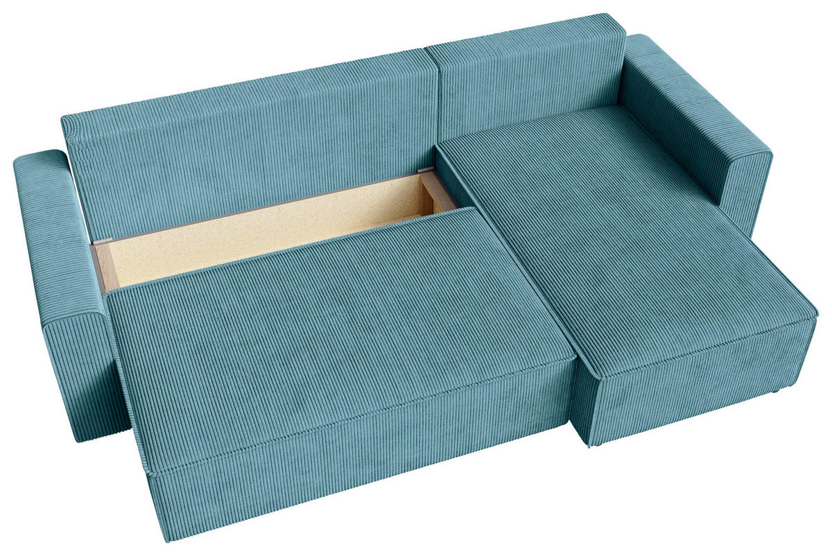 ECKSOFA Türkis Cord  - Türkis/Schwarz, KONVENTIONELL, Kunststoff/Textil (232/143cm) - Carryhome