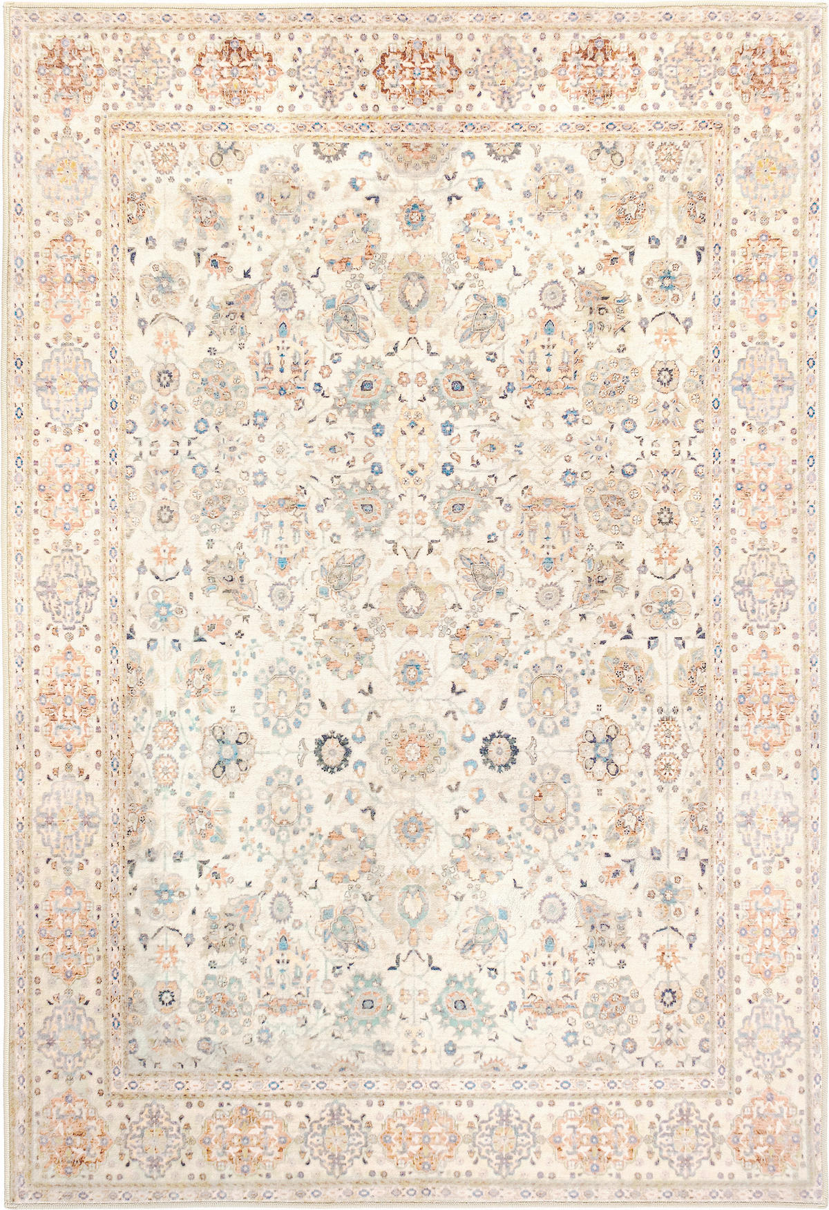 VINTAGE-TEPPICH 130/190 cm LIVING JANE, waschbar Hellrosa, Perlmutt, Pastellblau  - Pastellblau/Hellrosa, Design, Kunststoff/Textil (130/190cm) - Lindorug