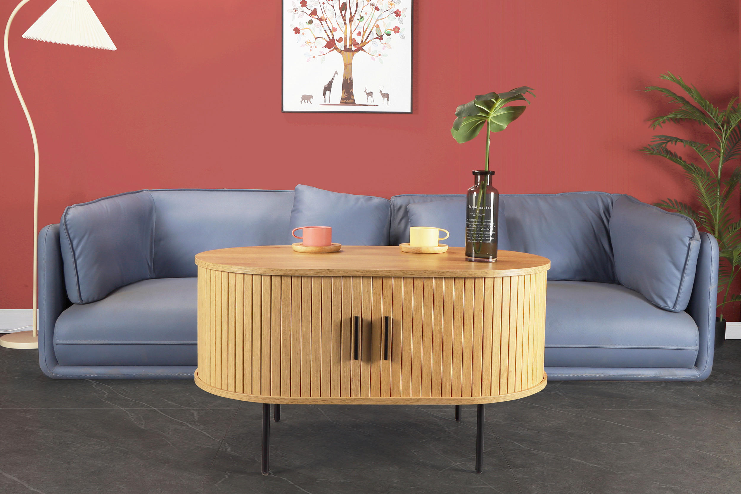 COUCHTISCH - Eichefarben/Schwarz, Design, Holzwerkstoff/Metall (100/60/55cm) - Livetastic