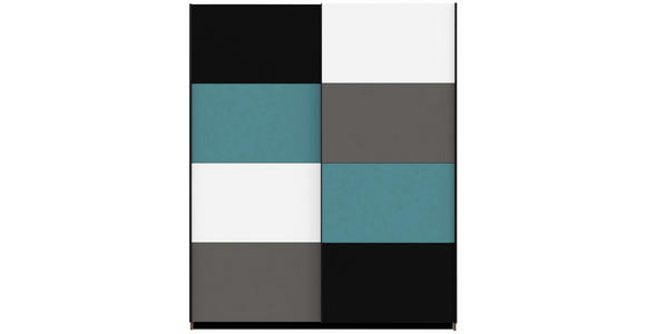 SCHWEBETÜRENSCHRANK in Grau, Grün, Schwarz, Weiß, Eichefarben - Eichefarben/Schwarz, Design, Holzwerkstoff/Kunststoff (170/210/61cm) - Carryhome