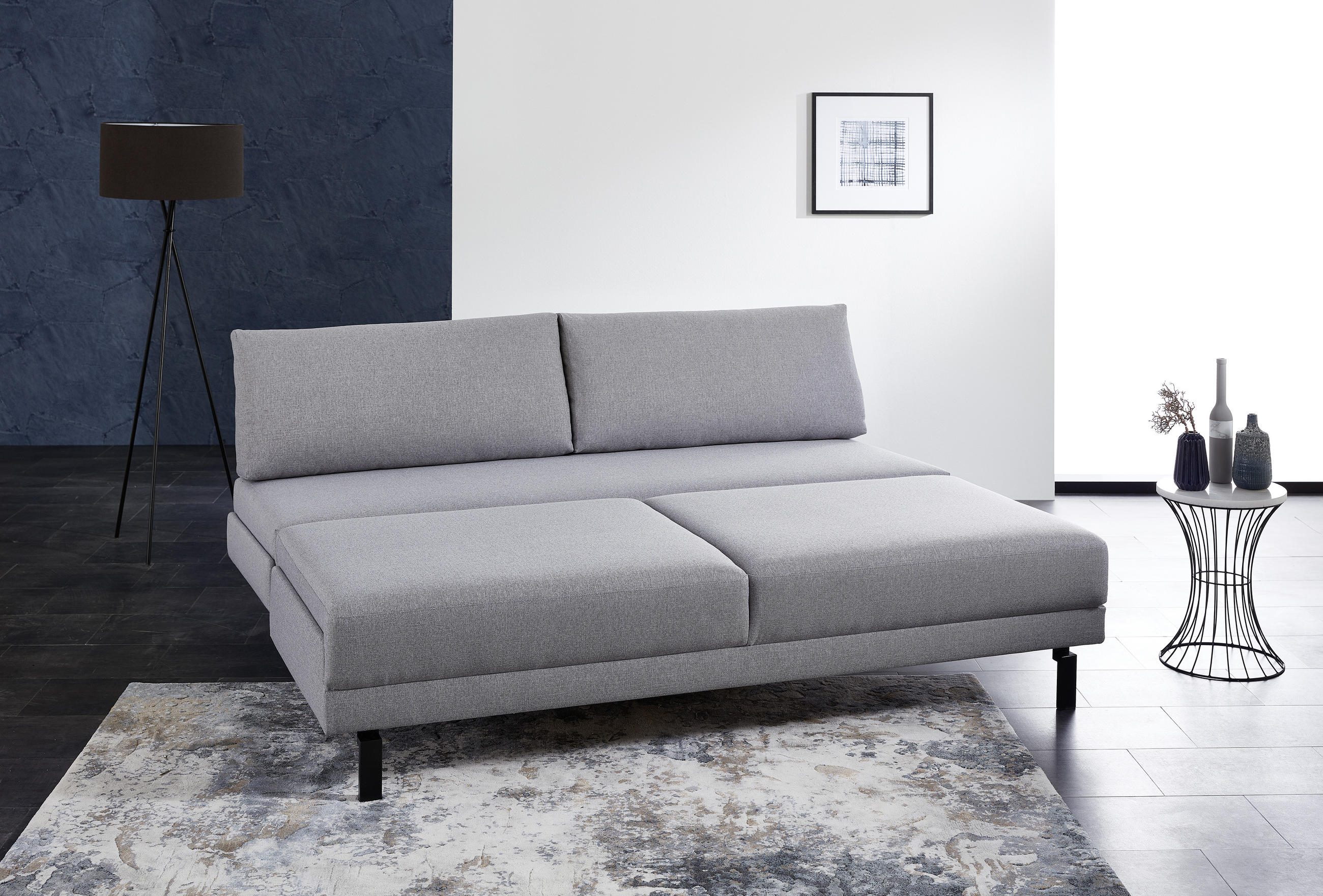 SCHLAFSOFA in Flachgewebe Blau  - Blau/Schwarz, Design, Textil (220/88/104cm) - Bali