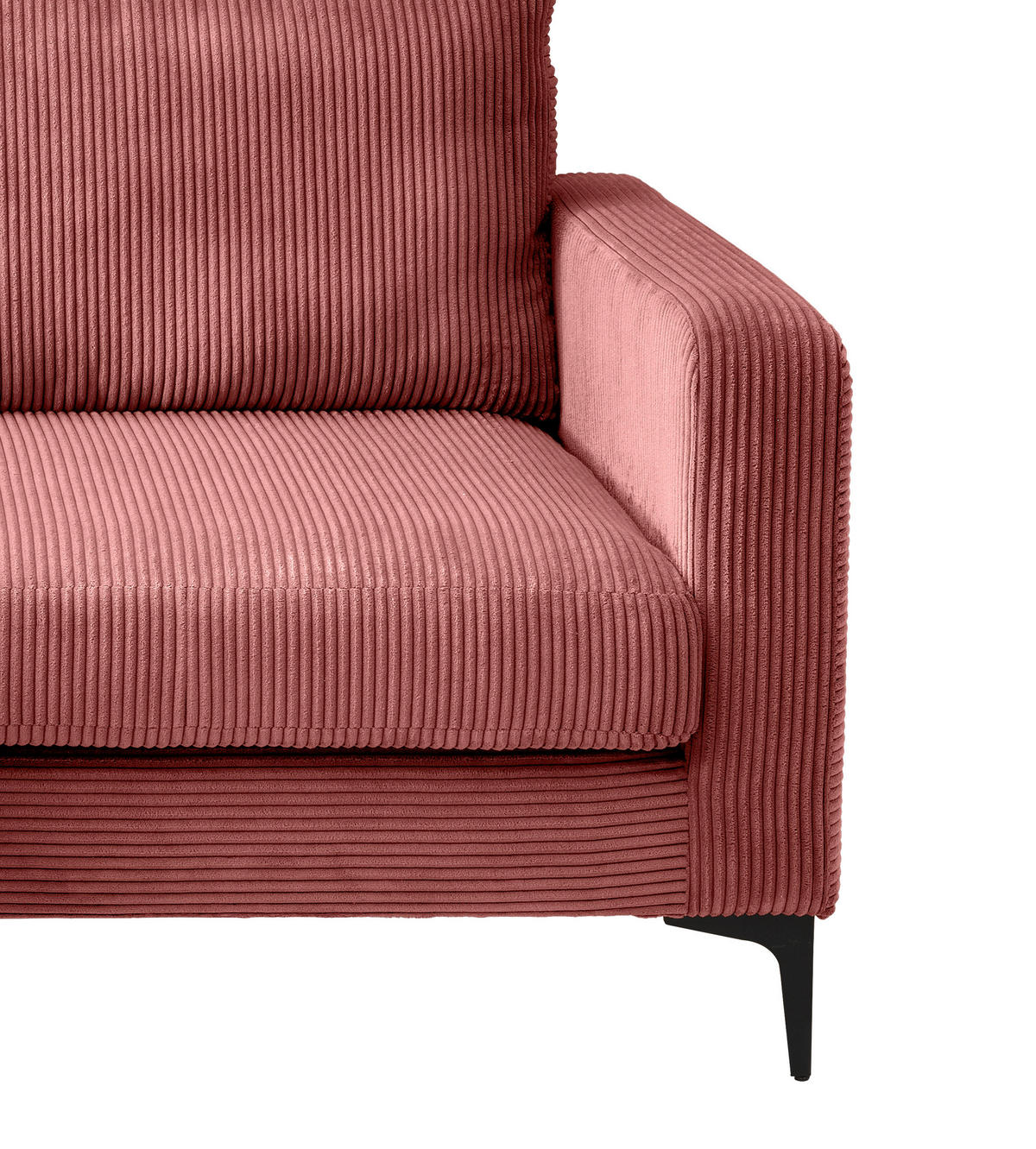 ECKSOFA in Cord Koralle  - Koralle/Schwarz, Basics, Textil/Metall (204/153cm) - Livetastic