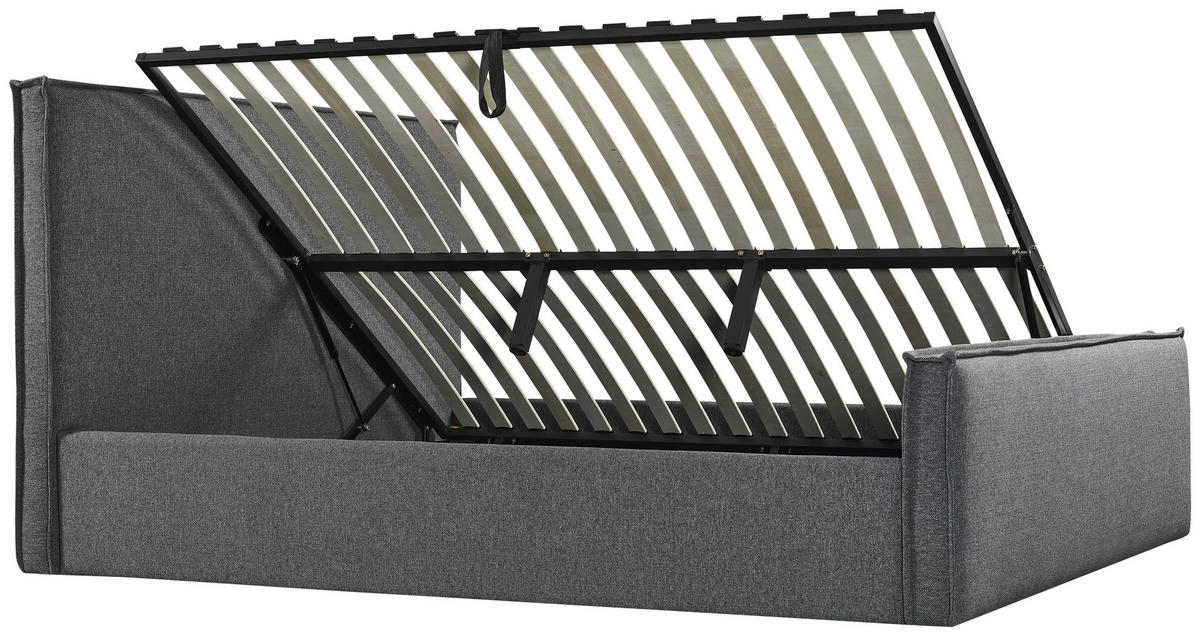 POLSTERBETT Lattenrost, Bettkasten Grau 180/200 cm  - Schwarz/Naturfarben, MODERN, Holz/Kunststoff (180/200cm) - Livetastic