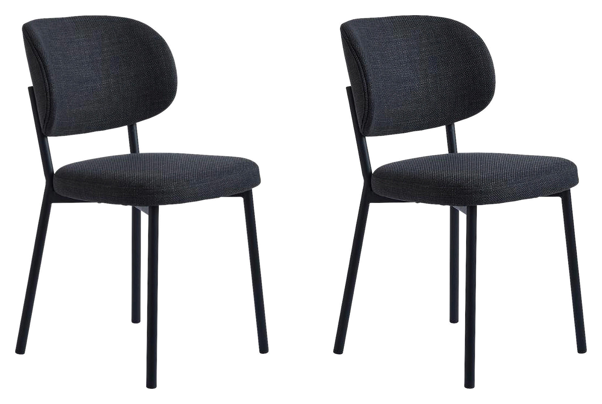 STUHL-SET 2 Stück  in Chenille  - Dunkelgrau/Schwarz, MODERN, Textil/Metall (52,5/81,2/48cm) - Livetastic