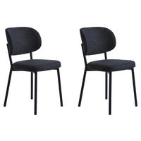 STUHL-SET 2 Stück  in Chenille  - Dunkelgrau/Schwarz, MODERN, Textil/Metall (52,5/81,2/48cm) - Livetastic