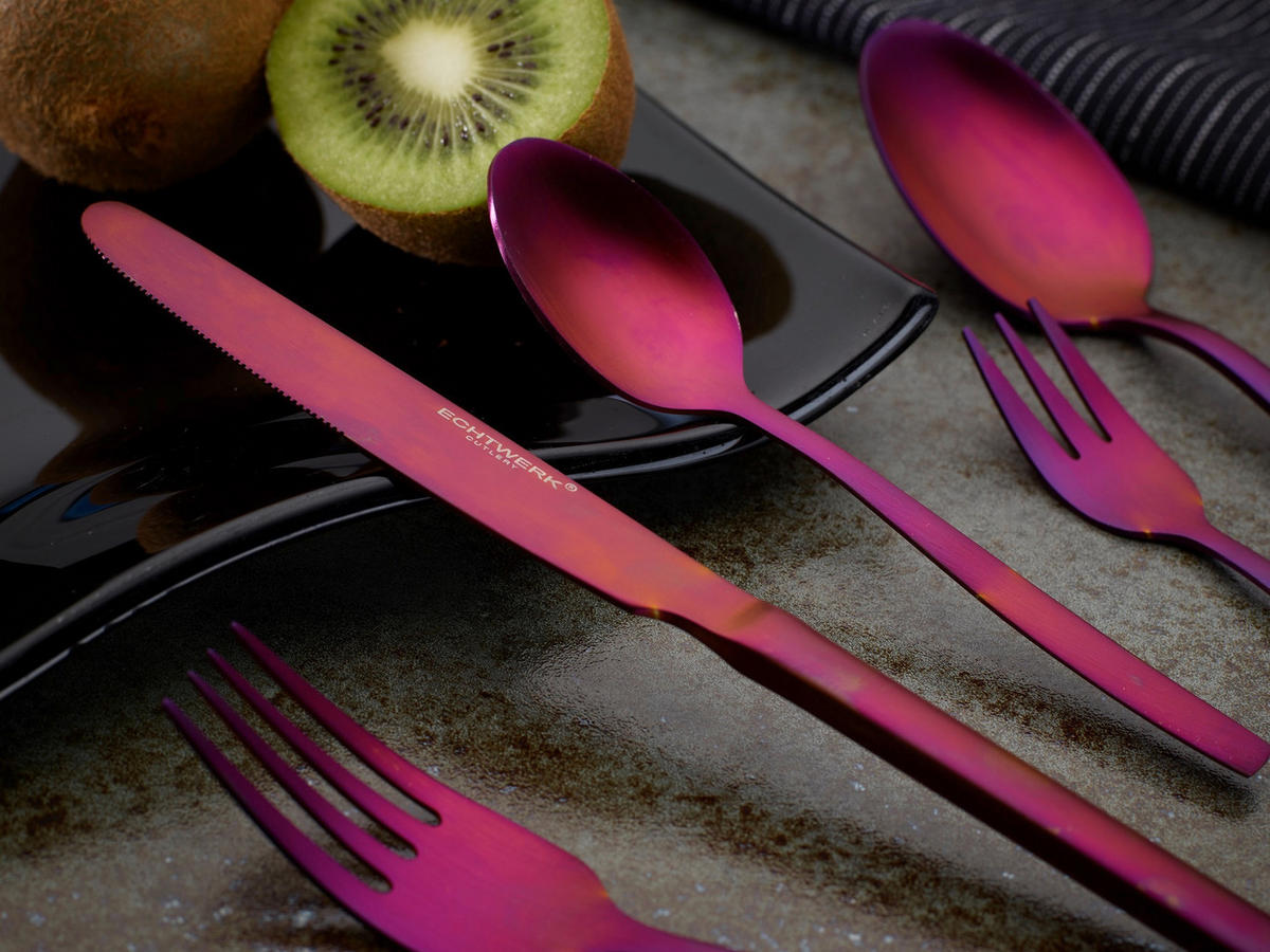 BESTECKSET Positano 30-teilig Edelstahl  - Lila/Rot, Basics, Metall (1,22kg) - Echtwerk