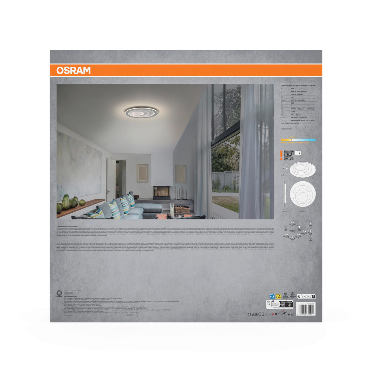 LED-DECKENLEUCHTE Orbis Spiral 50,5/6 cm   - Grau, Design, Kunststoff/Metall (50,5/6cm) - Osram