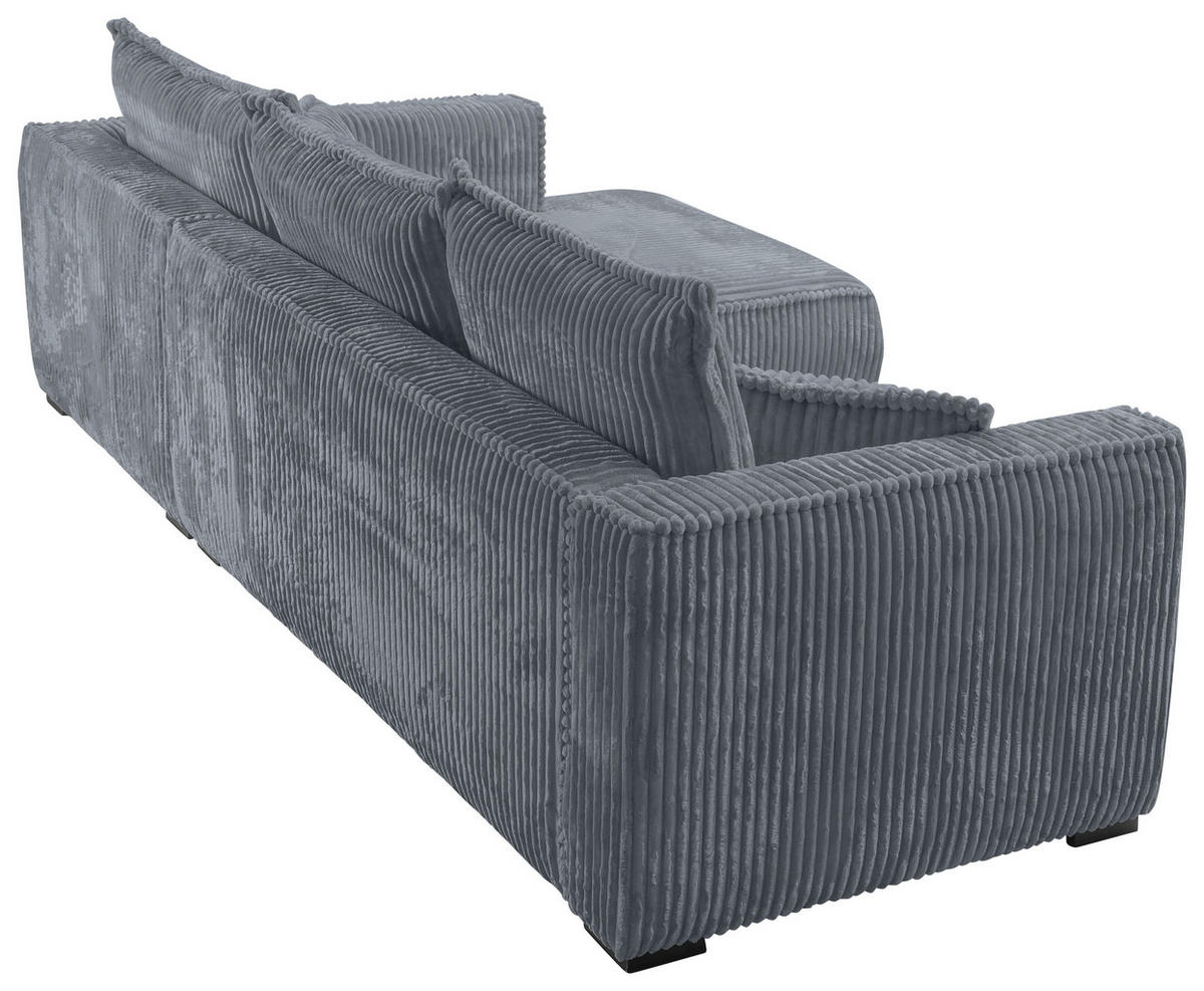 ECKSOFA in Cord Grau  - Schwarz/Grau, Modern, Holz/Textil (322/208cm) - MID.YOU