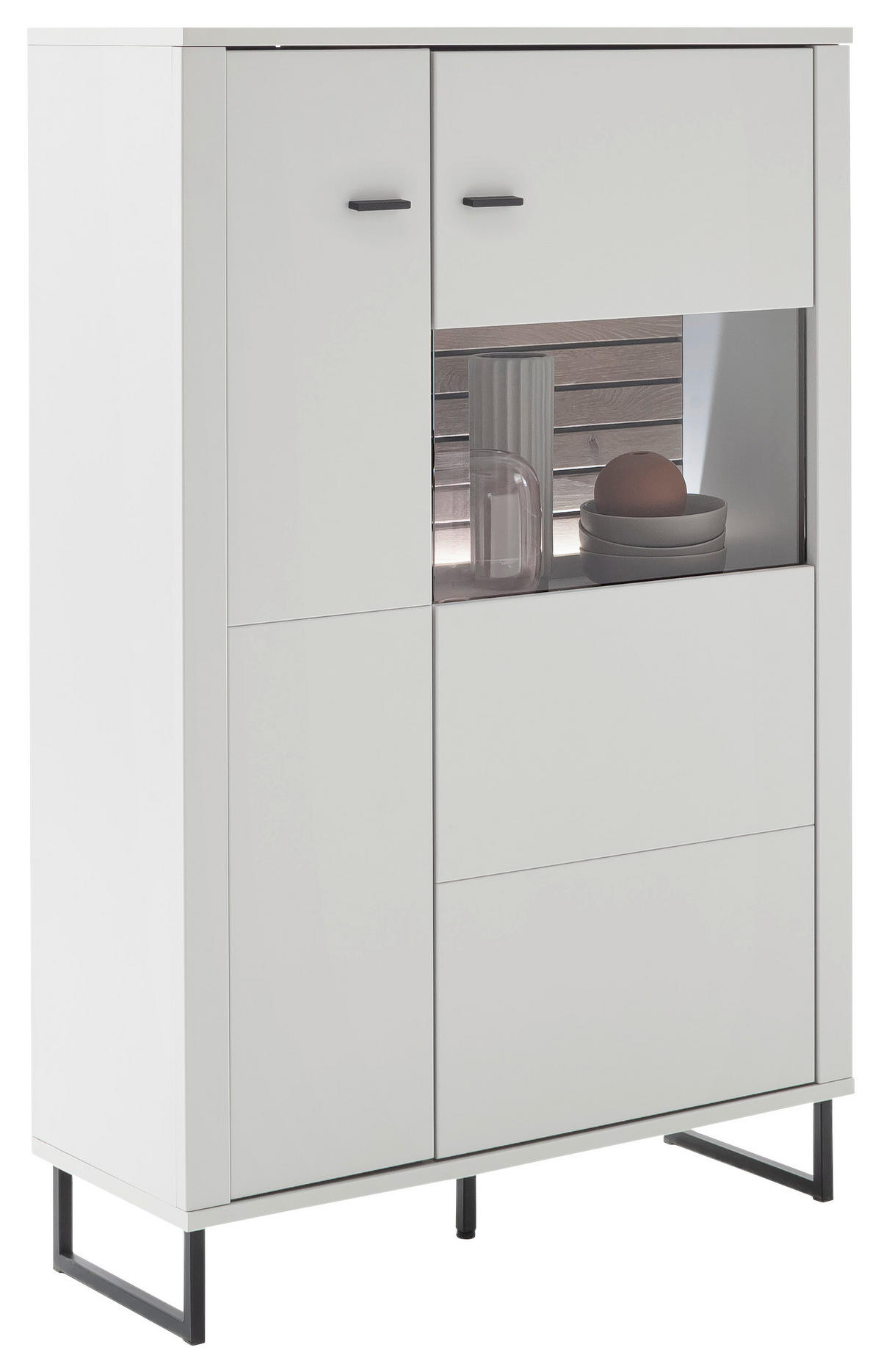 HIGHBOARD Weiss, Eichefarben  100/152/37 cm  - Weiss/Eichefarben, Design, Glas/Holzwerkstoff (100/152/37cm) - Stylife