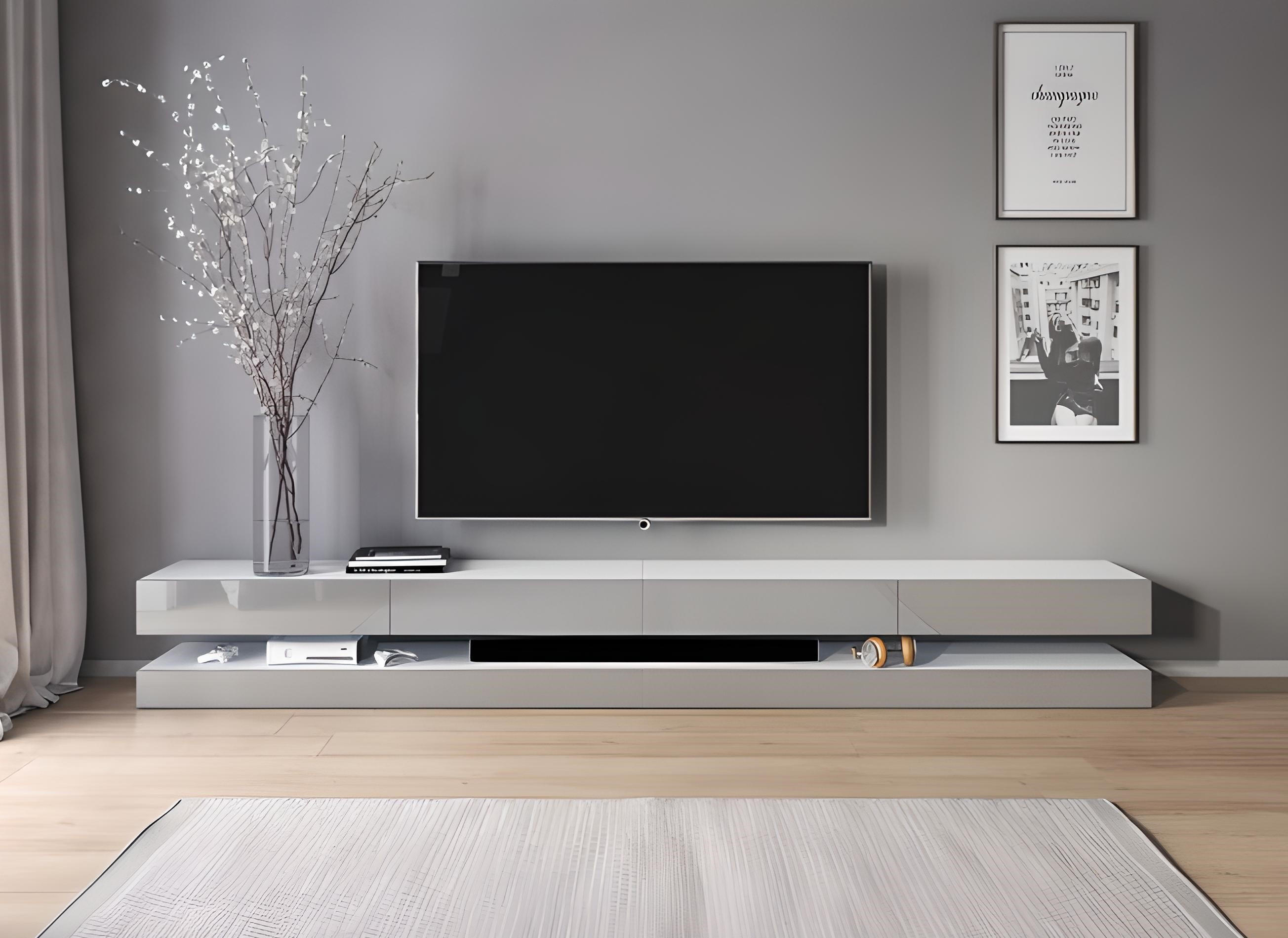 TV-BÄNK 280/25/34 cm  - vit/grå, Design, träbaserade material (280/25/34cm) - MID.YOU