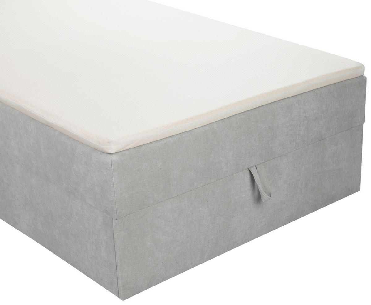 BOXBETT 100/200 cm,  in Hellgrau, Matratze, gepolstertes Kopfteil, Bettkasten, Topper, H3 = fest  - Hellgrau/Schwarz, Basics, Kunststoff/Textil (100/200cm) - Chameo