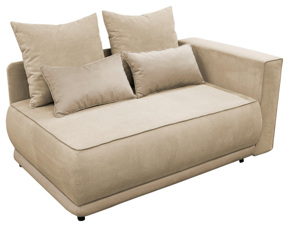 RÉCAMIERE in Plüsch Creme  - Creme/Rosa, Design, Kunststoff/Textil (168/73/99cm) - MID.YOU
