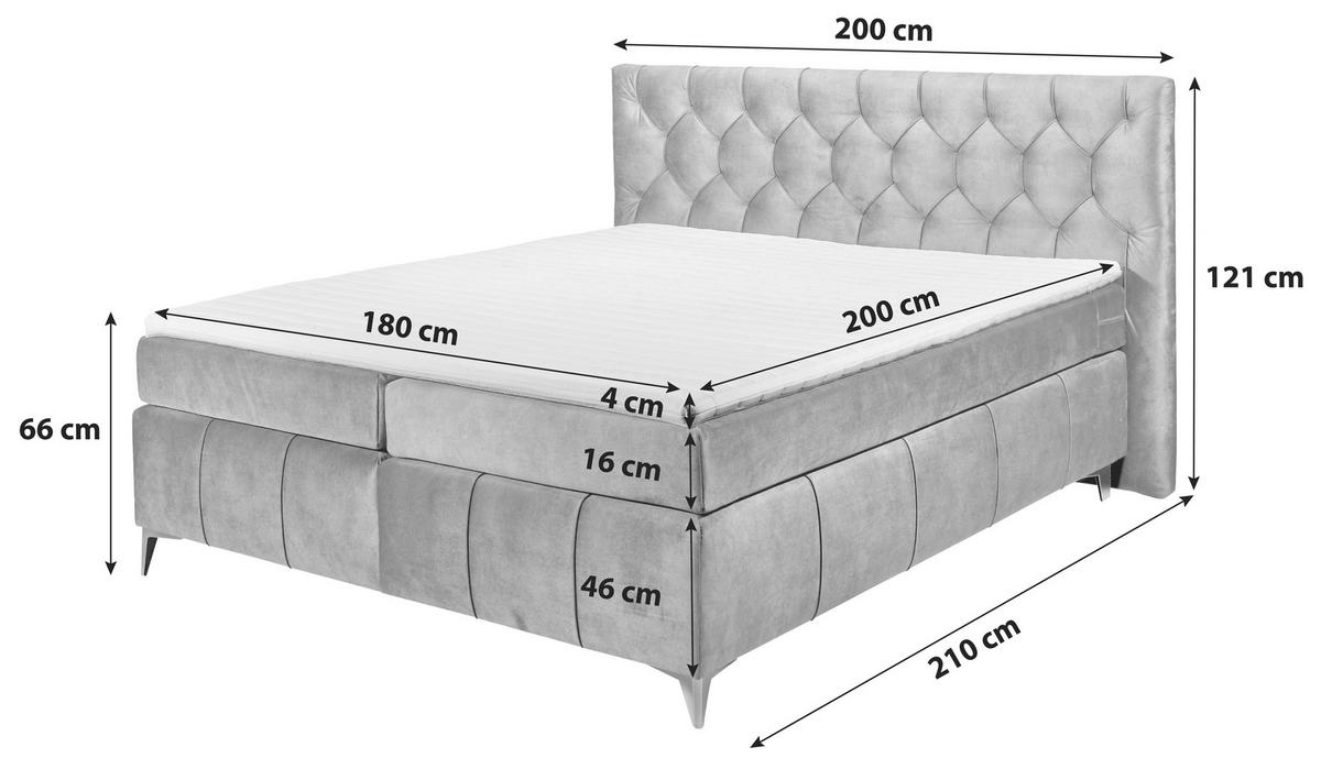 BOXSPRINGBETT 180/200 cm  in Anthrazit  - Anthrazit/Schwarz, Basics, Holzwerkstoff/Kunststoff (180/200cm) - MID.YOU