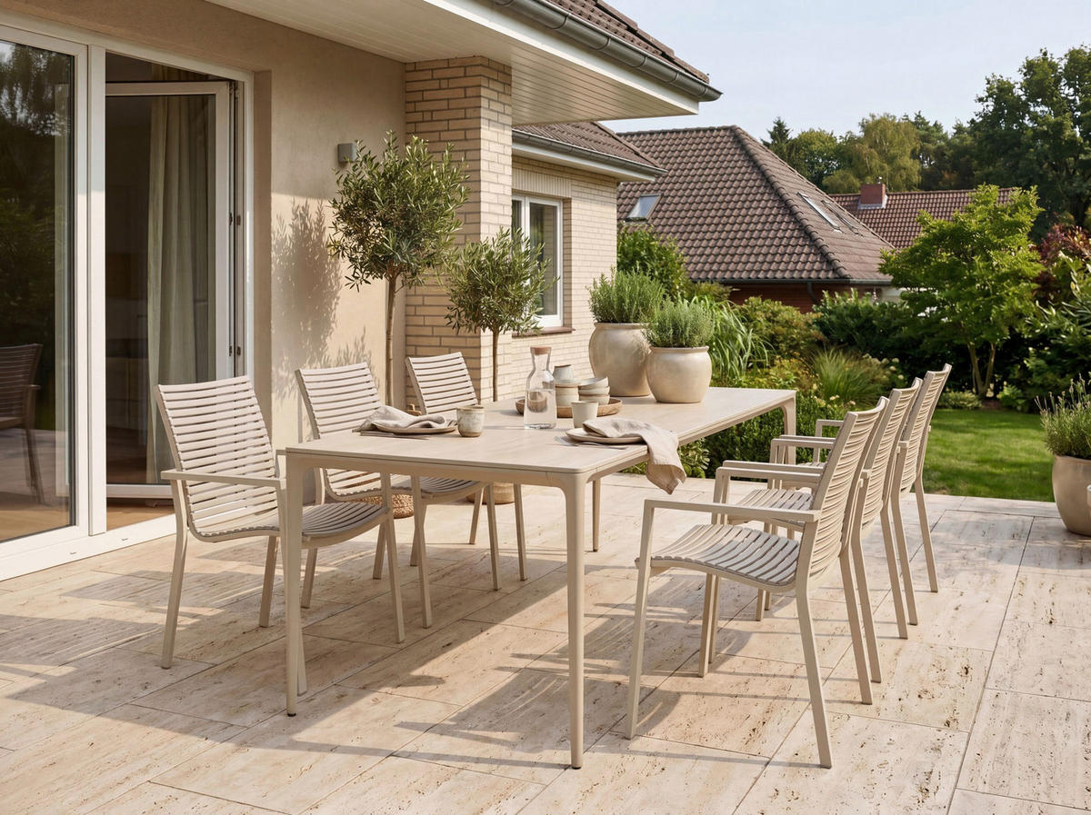 GARTENTISCH 180/90/73 cm Metall, Stein rechteckig  - Beige, Design, Stein/Metall (180/90/73cm) - Dieter Knoll