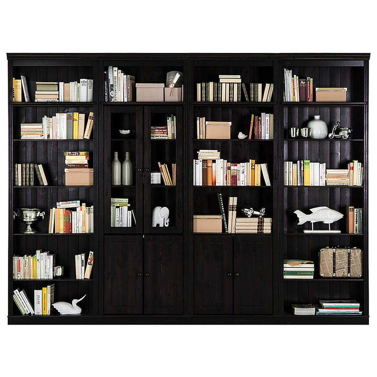 OBÝVACÍ STĚNA, barvy borovice, tmavě hnědá - barvy borovice/tmavě hnědá, Design, dřevo/sklo (296/223/34cm) - Livetastic