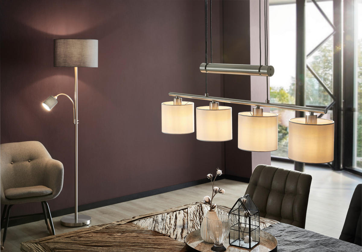 STOJACIA LAMPA, 40/170 cm  - sivá/niklová, Konventionell, kov/textil (40/170cm) - Trio Leuchten