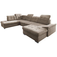 WOHNLANDSCHAFT Taupe Mikrofaser  - Taupe/Chromfarben, Design, Kunststoff/Textil (212/330/169cm) - Livetastic