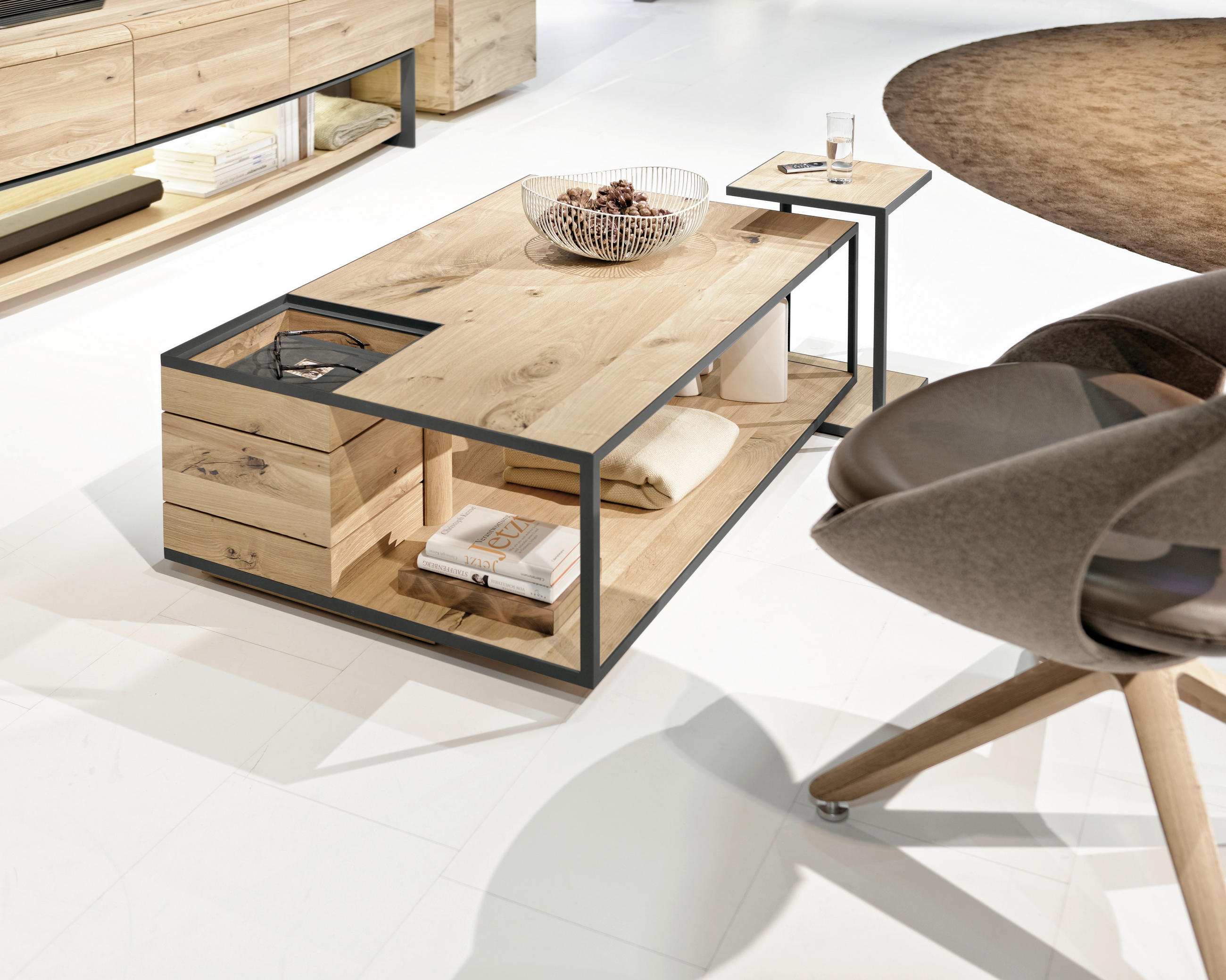 COUCHTISCH in Holz, Metall 120/75/40 cm  - Eichefarben/Anthrazit, Konventionell, Holz/Metall (120/75/40cm) - Voglauer