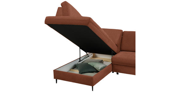 ECKSOFA in Chenille Rostfarben  - Rostfarben/Schwarz, MODERN, Holz/Textil (184/241cm) - Carryhome