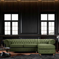 ECKSOFA Laura in Mikrofaser Dunkelgrün  284/182 cm  - Dunkelgrün/Braun, Design, Holz/Textil (284/182cm) - P & B