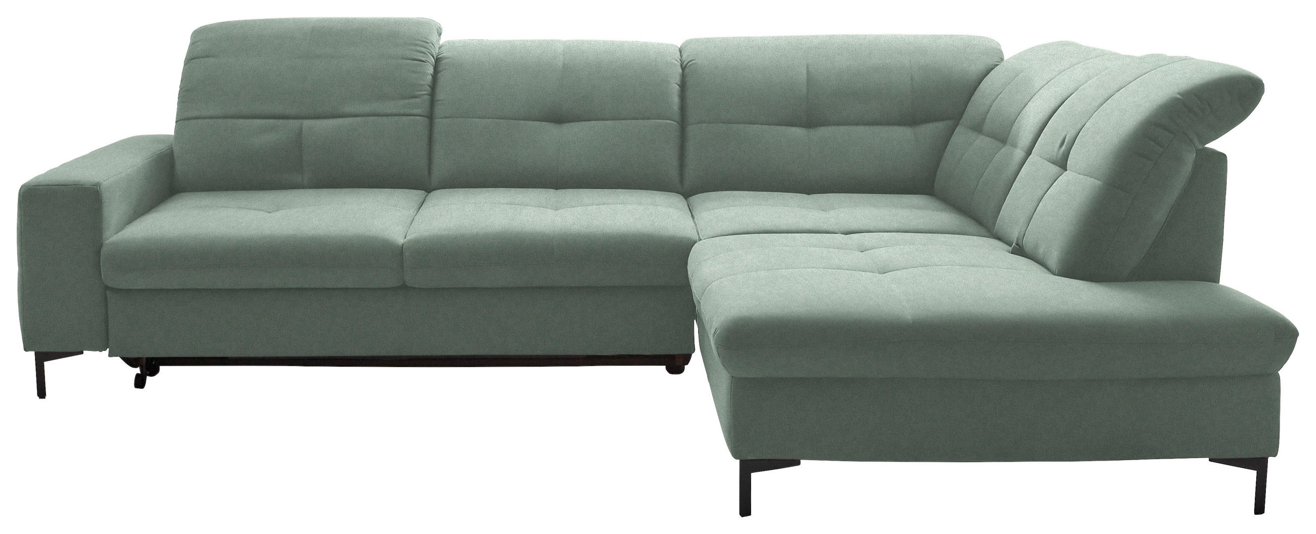 ECKSOFA in Chenille Mintgrün  - Schwarz/Mintgrün, Design, Textil/Metall (310/240cm) - Xora